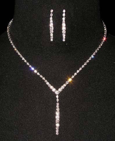 #14284 - Fine Graduated Line Drop Neck and Ear Set