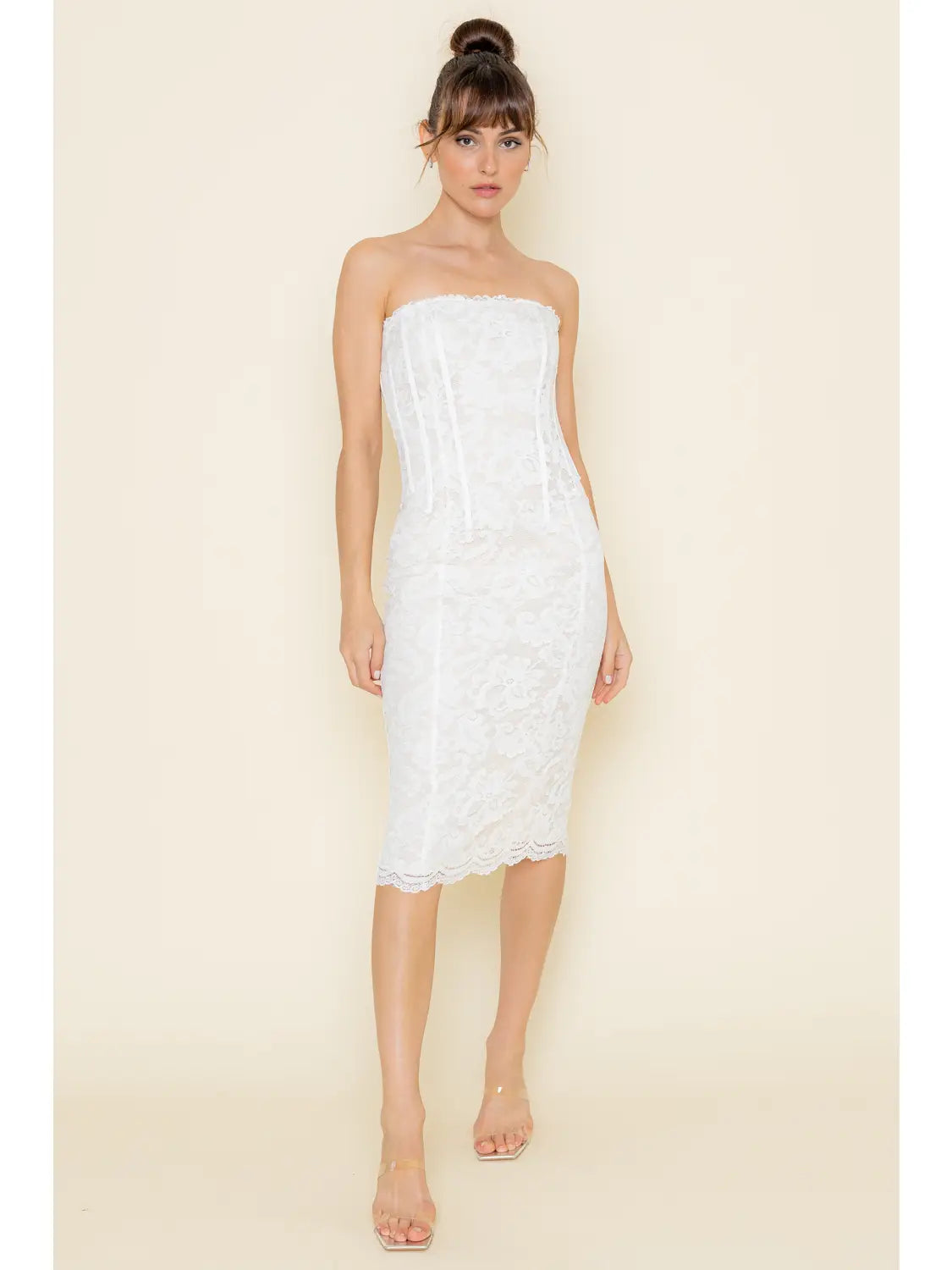 Strapless Boning Lace Midi