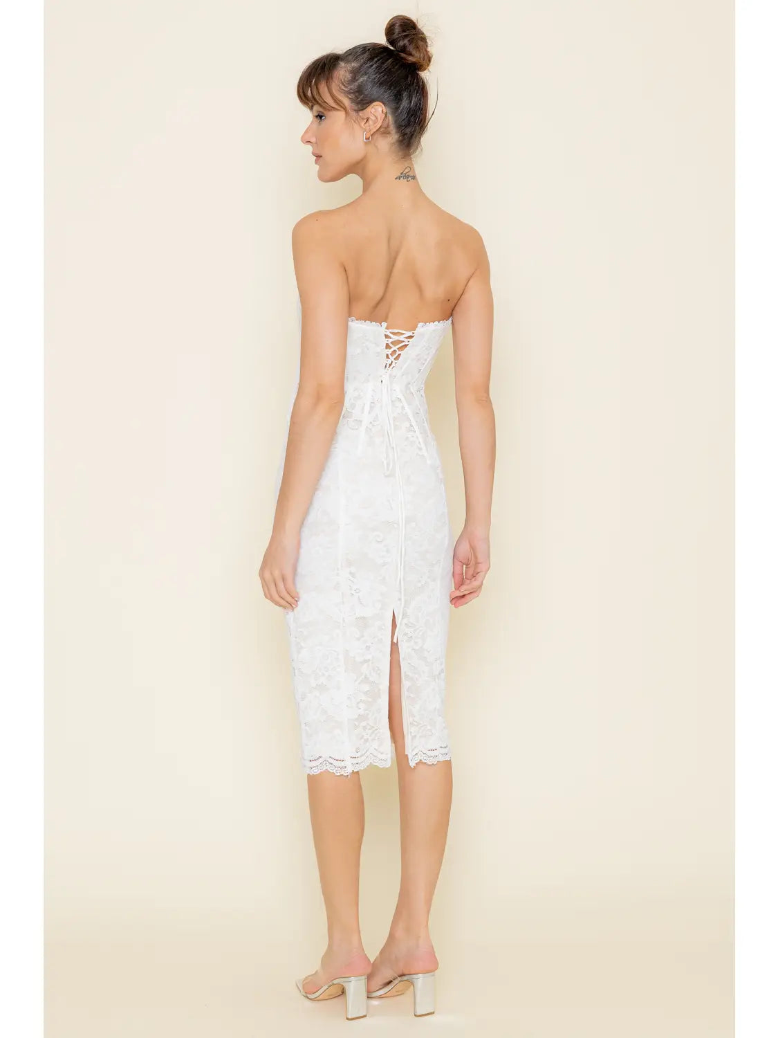 Strapless Boning Lace Midi