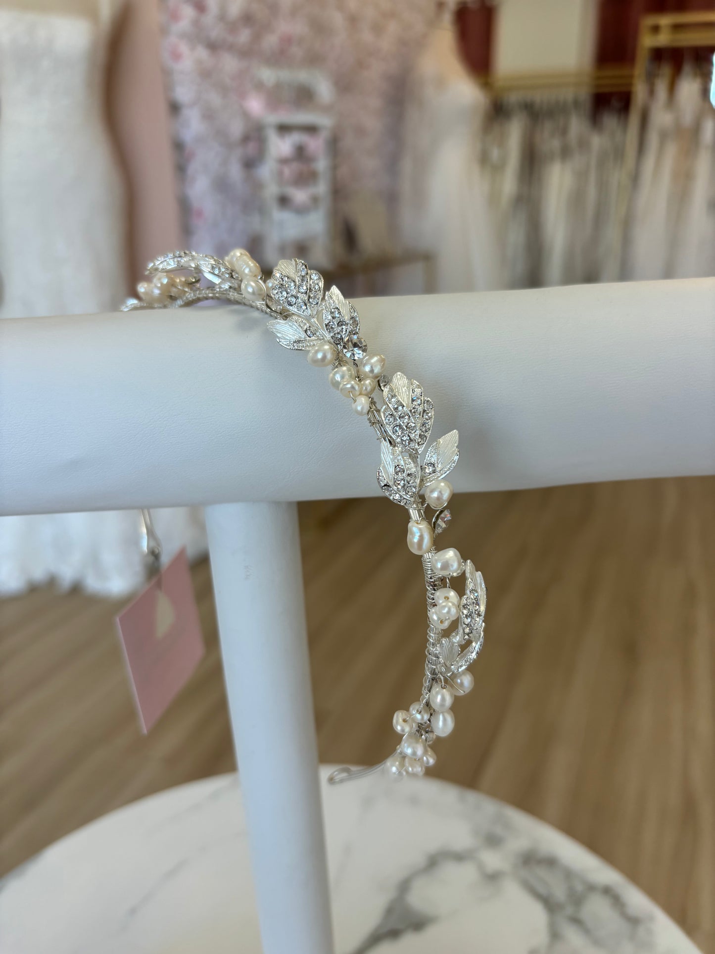 Freshwater Pearl Headband with Painted Leaves