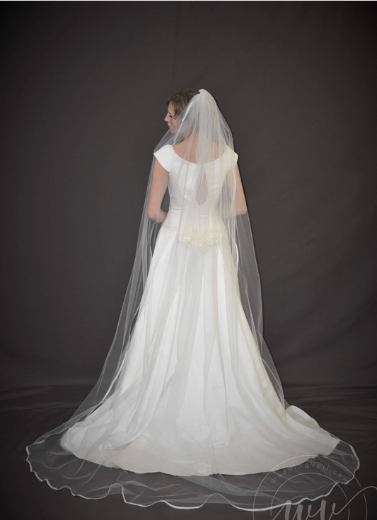 Soft Cathedral Veil with Satin Trim