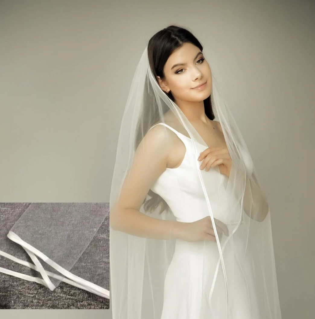 Soft Cathedral Veil with Satin Trim