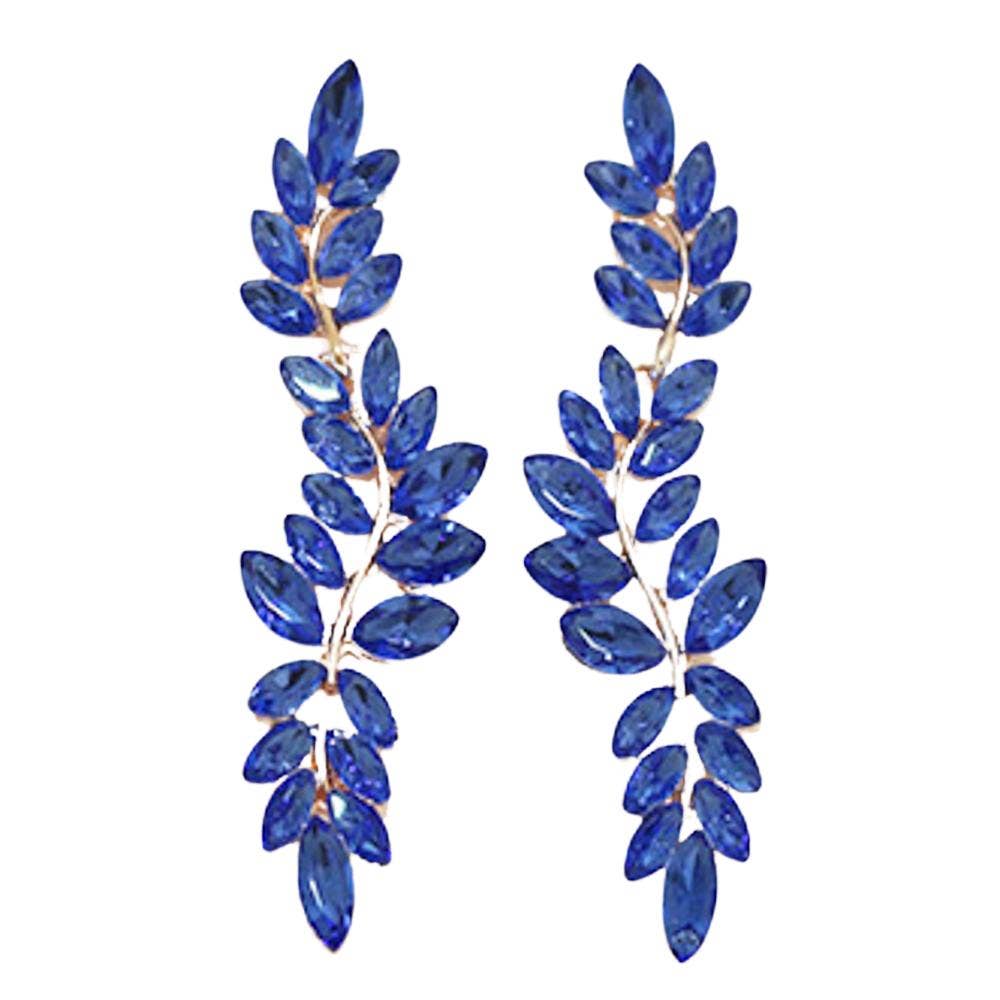 COLOR TEARDROP CRYSTAL STONE LEAF EARRING FE-1849