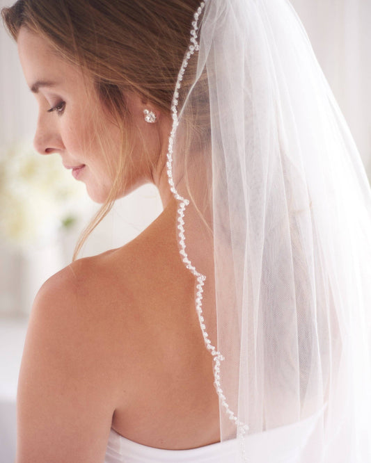 Kelly Scalloped Edge Beaded Veil