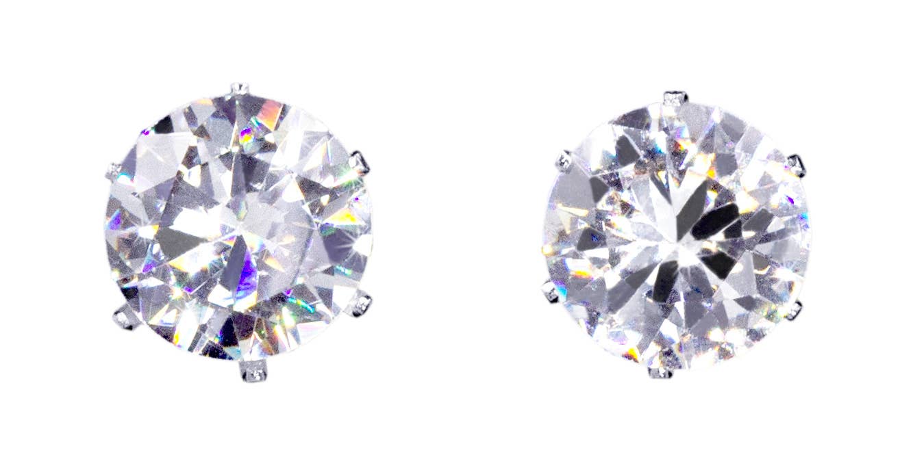 #17046-001  3-Carat CZ Clear Stud Earrings