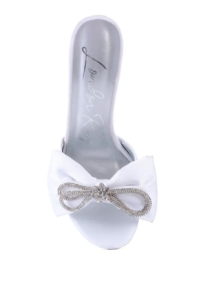 Crystal Bow Satin Heel