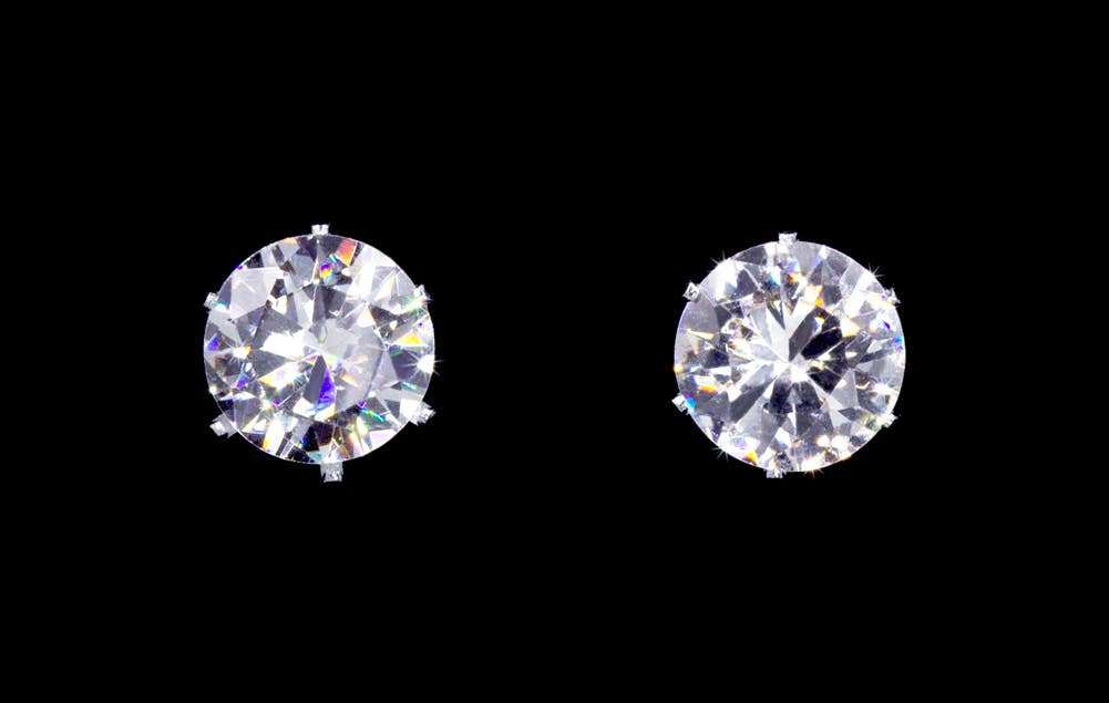 #17046-001  3-Carat CZ Clear Stud Earrings