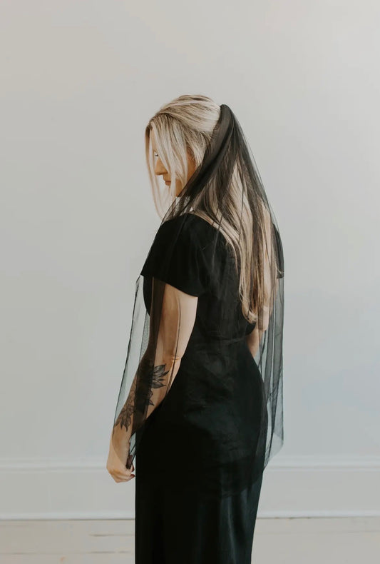 Soft Black Fingertip Veil