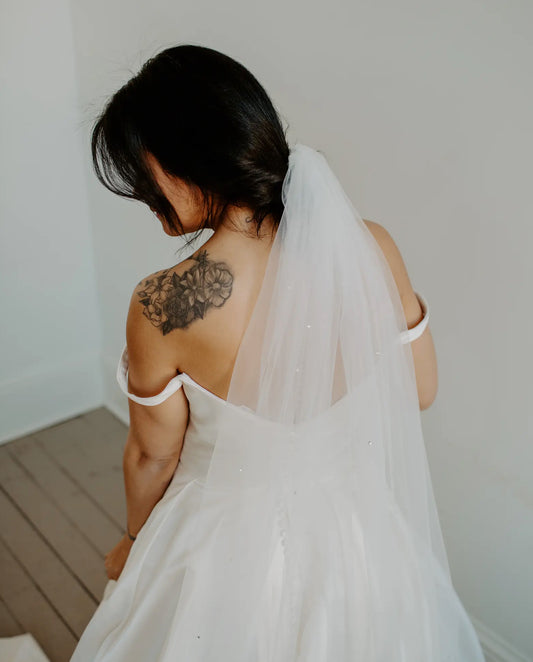 Soft Scattered Crystal Wedding Veil