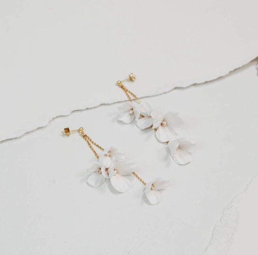 White Floral Earrings