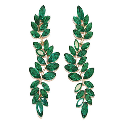 COLOR TEARDROP CRYSTAL STONE LEAF EARRING FE-1849