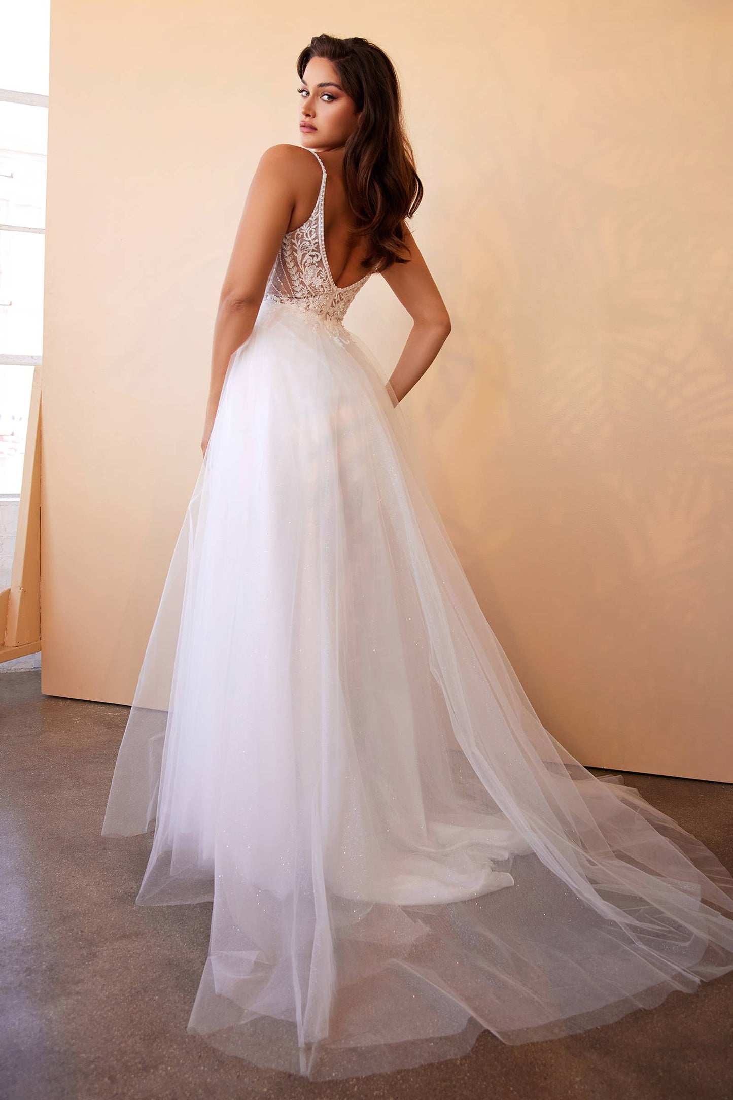Layered Tulle A-line Bridal Gown with Embellished Lace