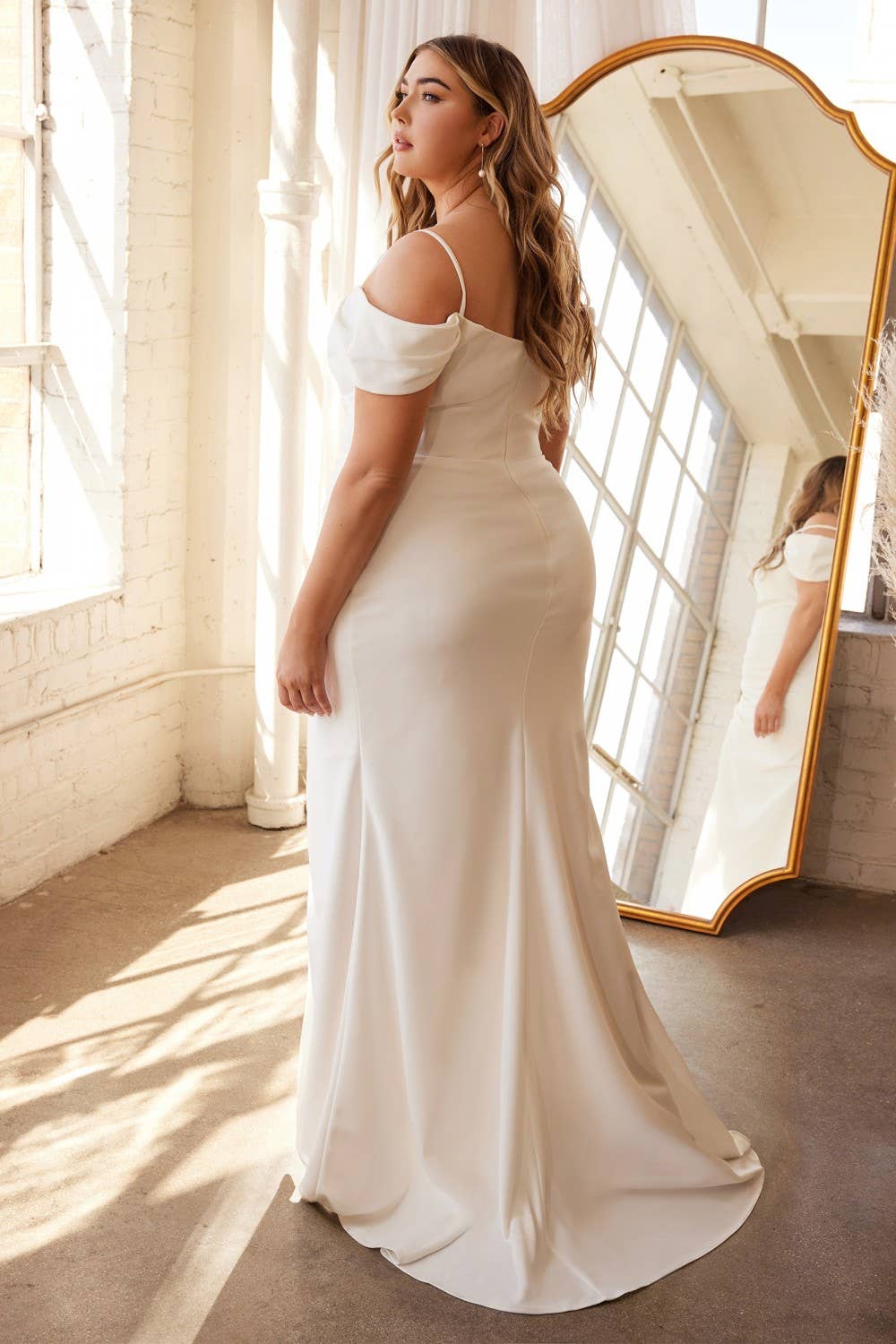 Off The Shoulder Crepe Gown