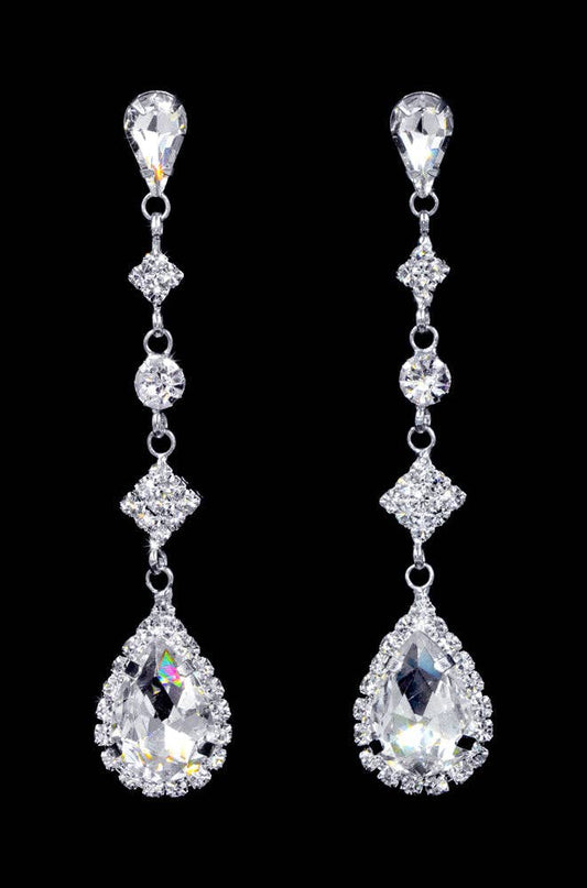 #16920 - Diamond Tear Drop Earrings - 2.75"