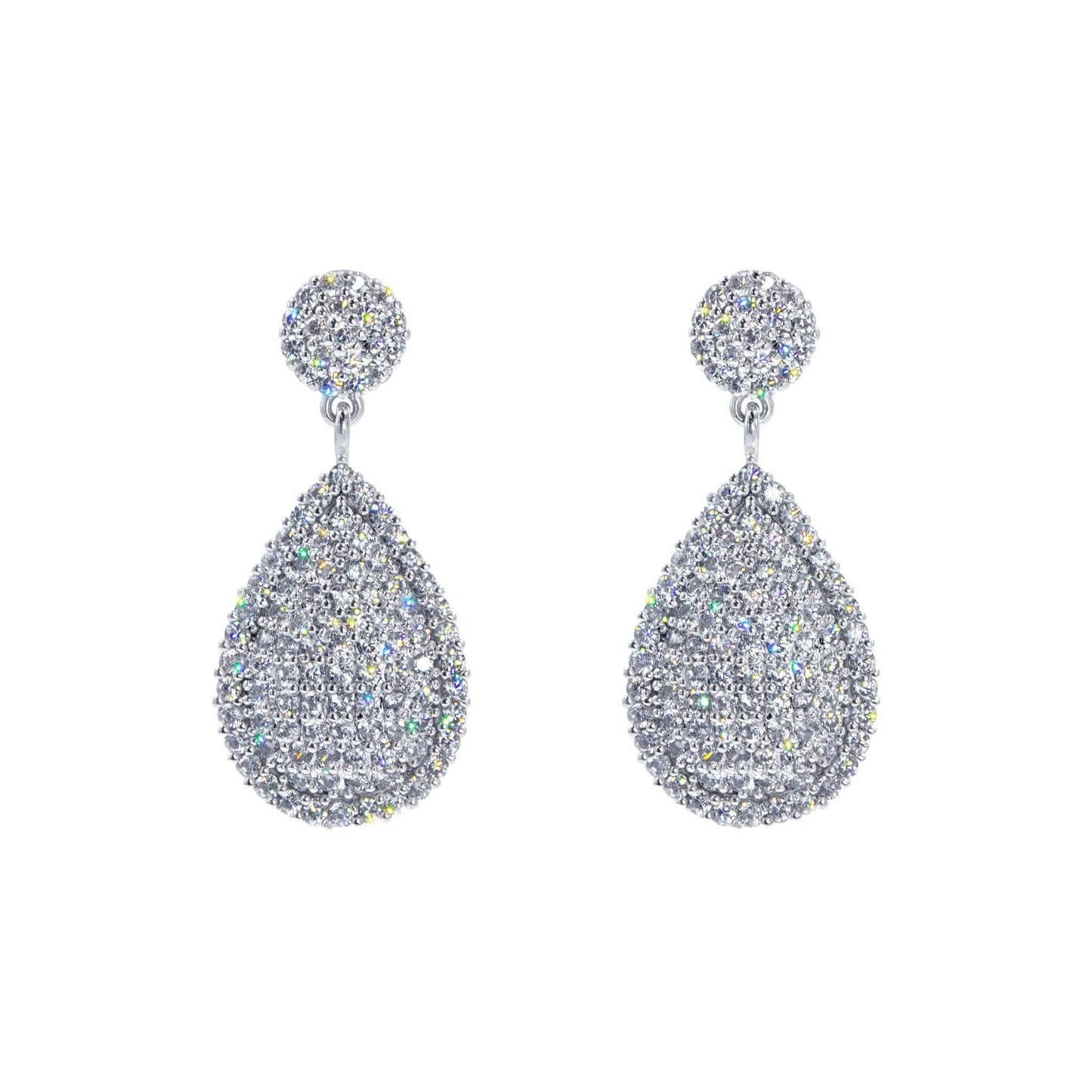 #17451 - Luxurious Teardrop  Pavé Drop Earrings - 1.25"